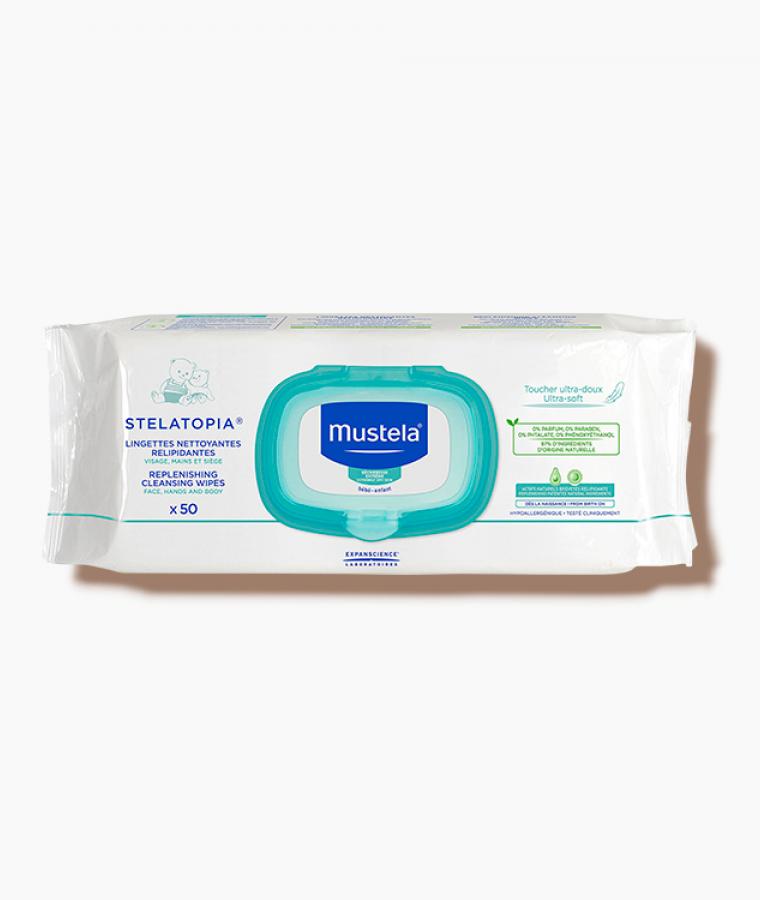 Mustela Stelatopia cleansing wipes for babies with atopic-prone skin